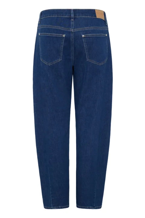 Pulz Anni Hw Jeans Barrel Leg In Dark Blue Denim