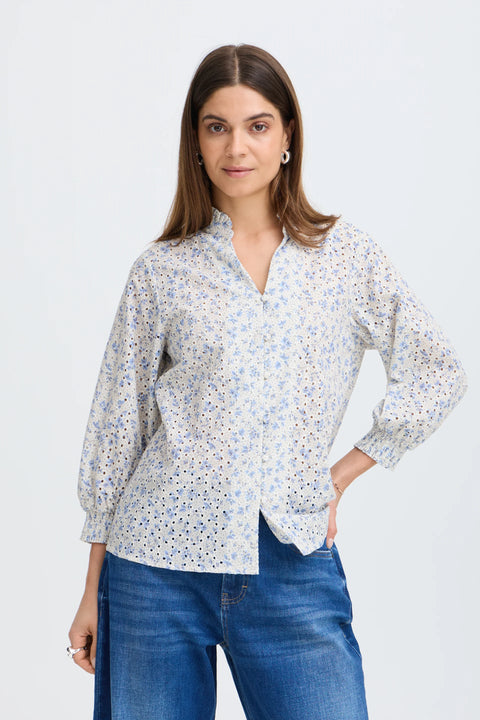 Pulz Dolores 3/4 Sl Blouse In Vista Blue