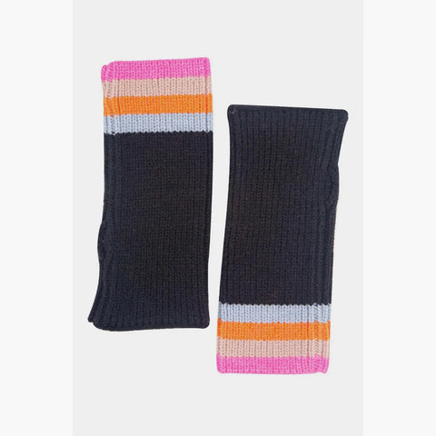 Miss Shorthair 5060B Dollie Wrist Warmers Black Rainbow Stripe
