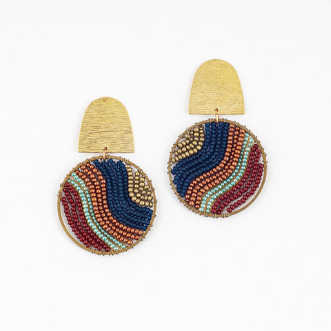 Altiplano JEA578BI Beaded And Brass Flow Post Earrings Brick