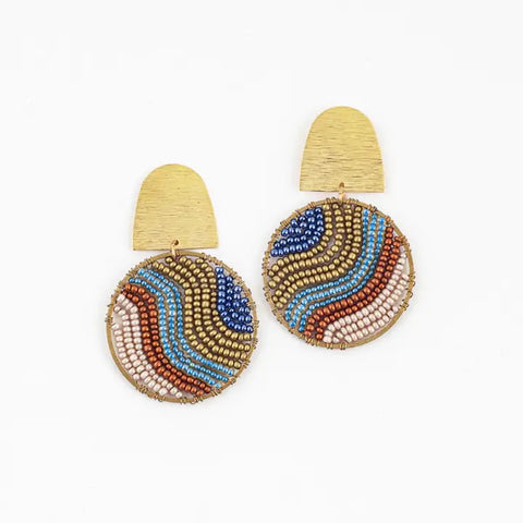 Altiplano JEA578MB Beaded And Brass Flow Post Earrings Multi Bronze
