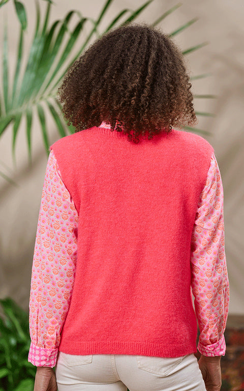 Luella Tallulah Alpaca Knit V Neck Tank Top In Fluorescent Coral