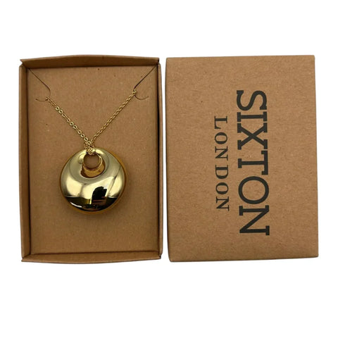 Sixton London Retro Style Gold Pendant On An Extendable Chain