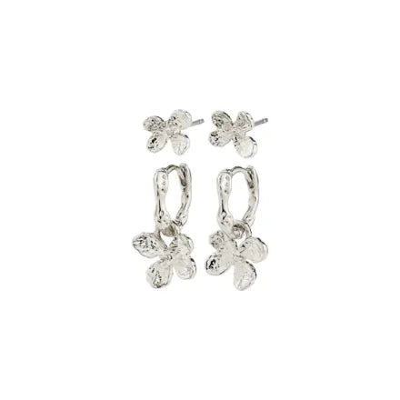 Pilgrim 612616003 Ajani Earrings 2-In-1 Set, Silver-Plated