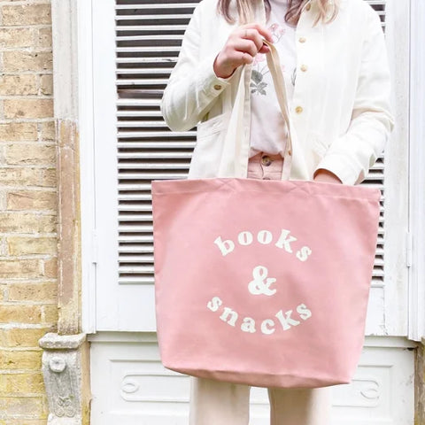 Alphabet Bags Books & Snacks - Blush Pink Canvas Tote Bag