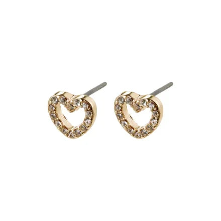 Pilgrim 642012013 Edie Crystal Heart Earrings Gold-Plated