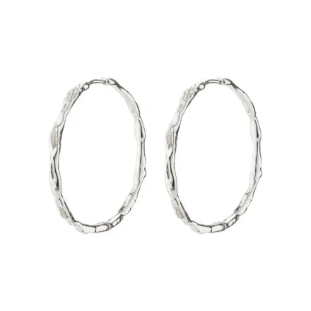 Pilgrim 662316063 Eddy Organic Shaped Maxi Hoops Silver-Plated