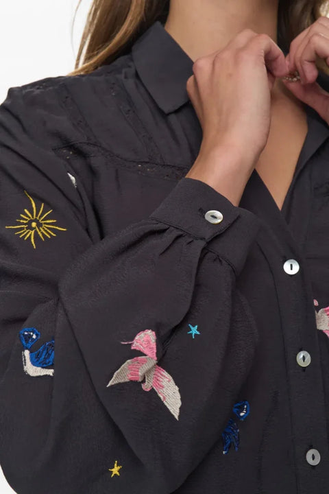 Numph Tekna Shirt In Obsidian