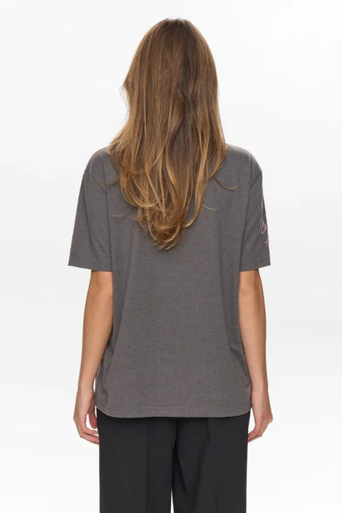 Numph Prima Oversize T-Shirt In Dark Grey Melange