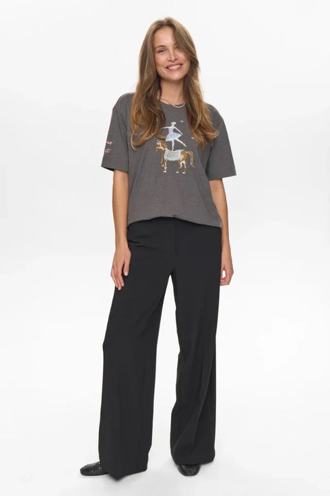 Numph Prima Oversize T-Shirt In Dark Grey Melange