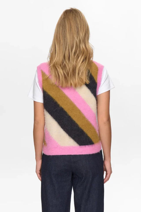 Numph Suri Multi Stripe Vest In Obsidian