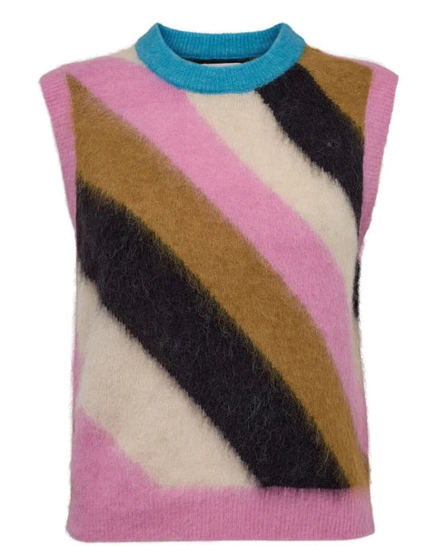 Numph Suri Multi Stripe Vest In Obsidian