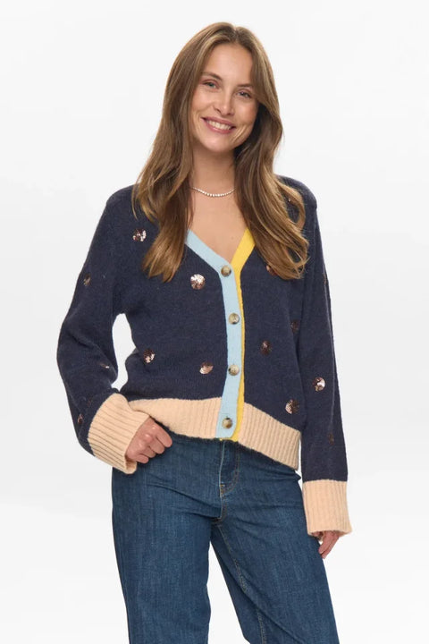 Numph Atmy Cardigan In Dark Sapphire