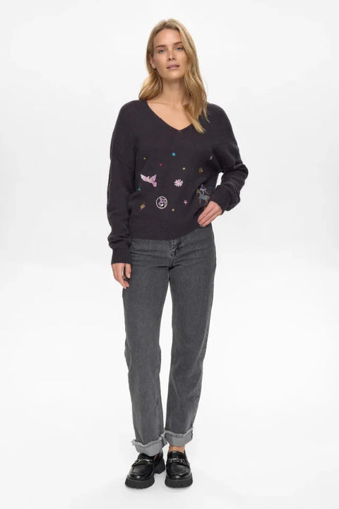 Numph Almut Pullover In Obsidian