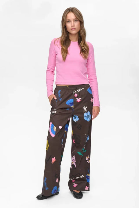 Numph Riley LS Cropped Tee In Fuscia Pink