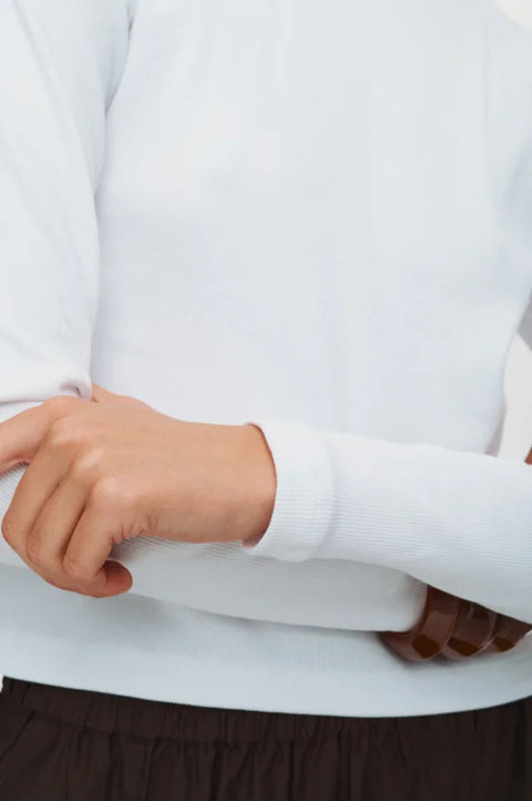 Numph Riley LS Cropped Tee In Bright White