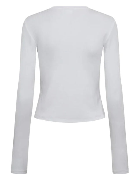 Numph Riley LS Cropped Tee In Bright White