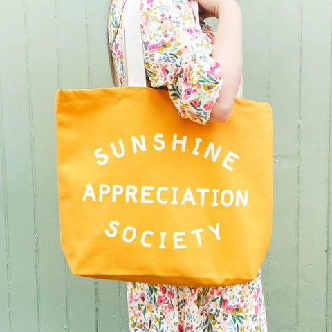 Alphabet Bags Sunshine Appreciation Society - Yellow Canvas Tote Bag