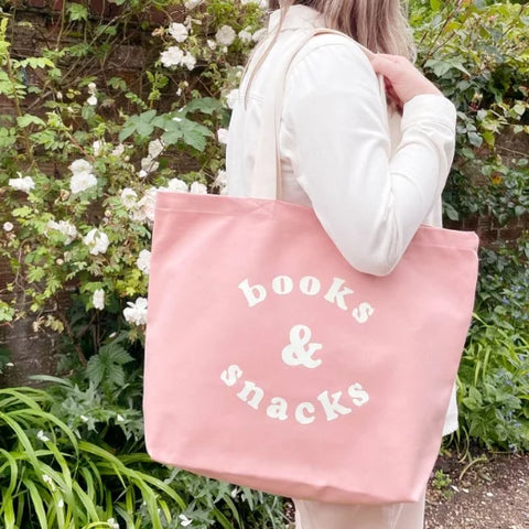 Alphabet Bags Books & Snacks - Blush Pink Canvas Tote Bag
