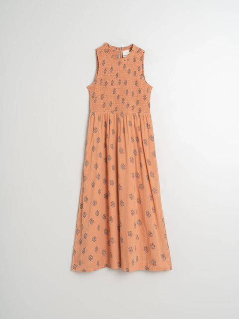 Indi & Cold AD177 Printed S/L Dress In Peach