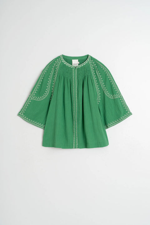 Indi & Cold AD185 Bell Sleeve Shirt In Green