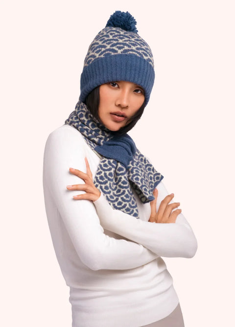 Powder AGA1 Agatha Pompom Hat In Denim Mix