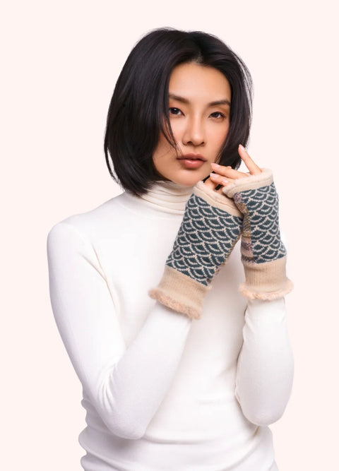 Powder AGA3 Agatha Wrist Warmers In Denim Mix
