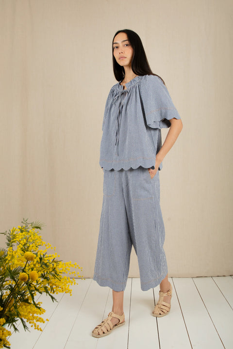 Bonte Aide Trouser In Navy Gingham