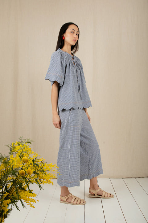 Bonte Aide Trouser In Navy Gingham