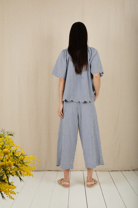 Bonte Aide Trouser In Navy Gingham