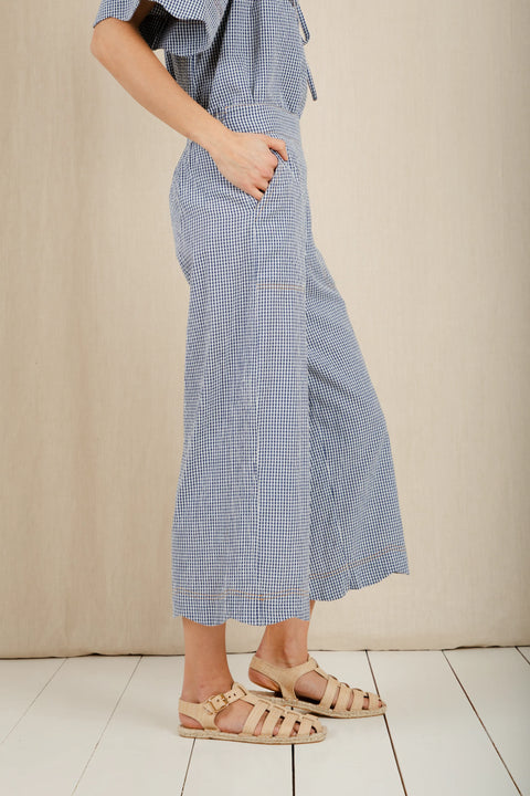 Bonte Aide Trouser In Navy Gingham