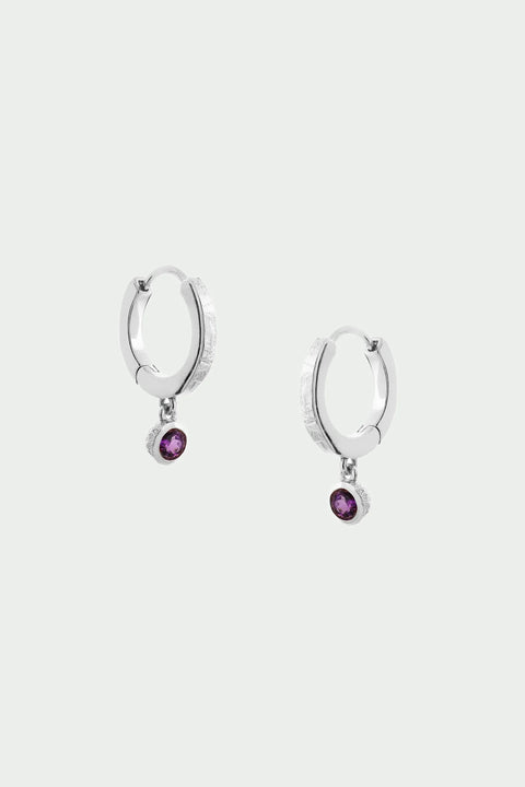 Tutti & Co EA544S Birthstone Hoop Earrings (amethyst)