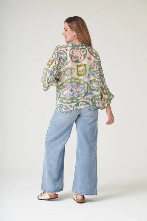One Hundred Stars Afternoon Tea Green Kimono