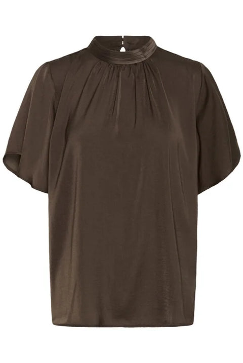 Saint Tropez Aileen Flared Blouse In Chocolate Brown
