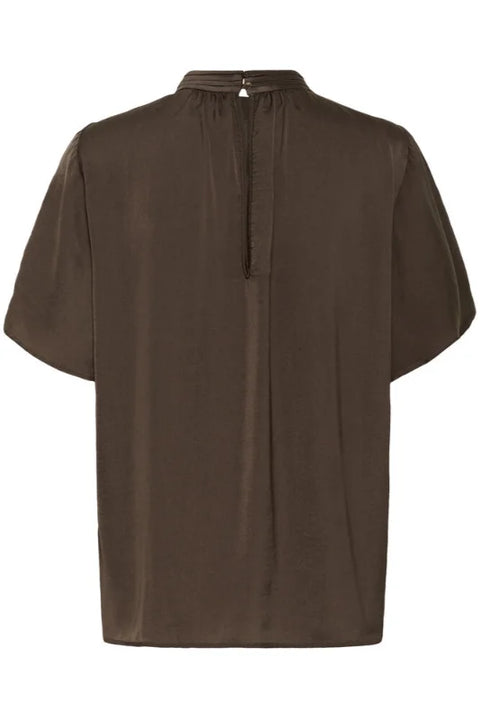 Saint Tropez Aileen Flared Blouse In Chocolate Brown