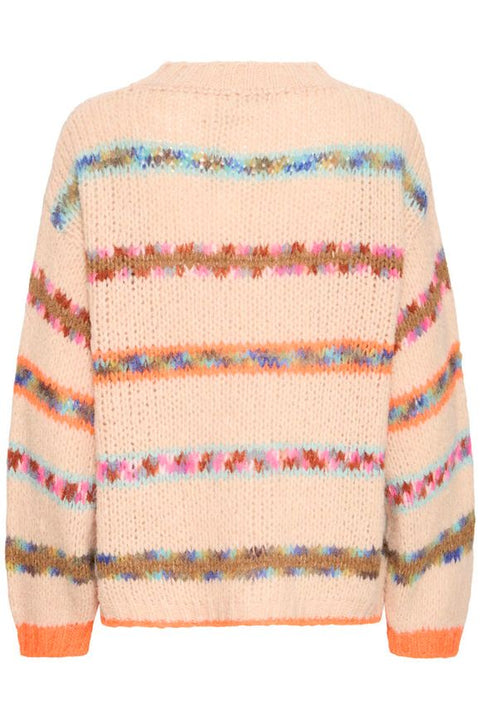 Pulz Alaia Pullover In Rose With Pink Orange Stripes