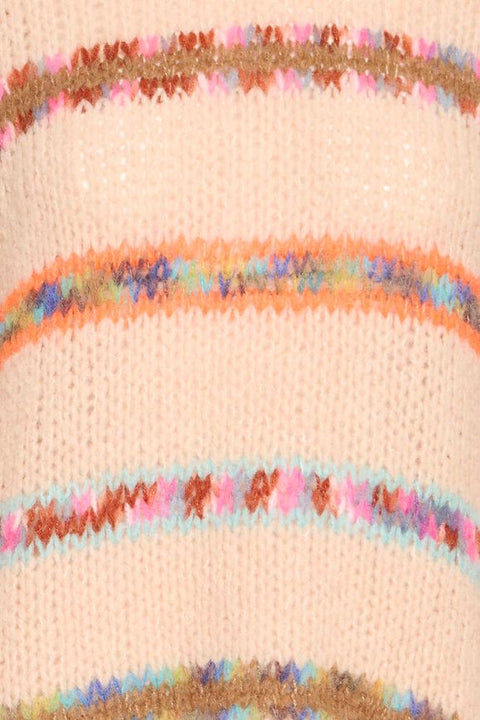 Pulz Alaia Pullover In Rose With Pink Orange Stripes