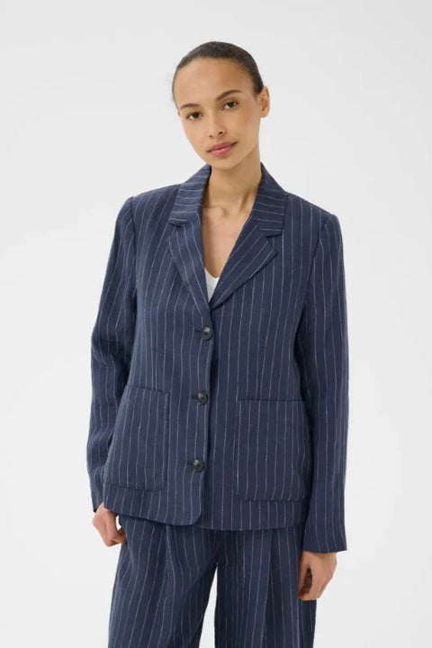 Part Two Alita Blazer Blue Nigh Pinstripe