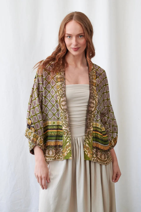One Hundred Stars Amulet Green Kimono