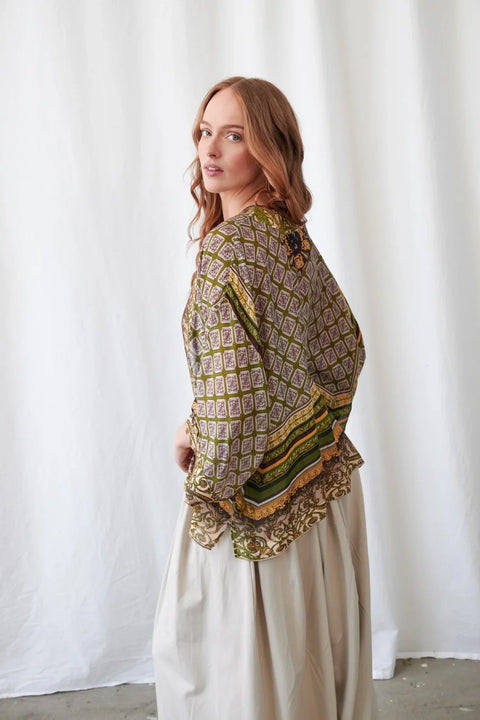 One Hundred Stars Amulet Green Kimono