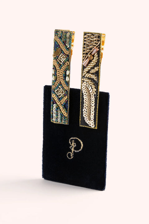 Powder BAR22 Midnight 1920's Sparkle (Navy), Pk 2 Hair Bars