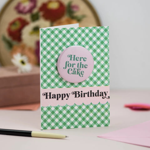 Oh Squirrel BC04-CC Here for the Cake' Birthday Badge Card