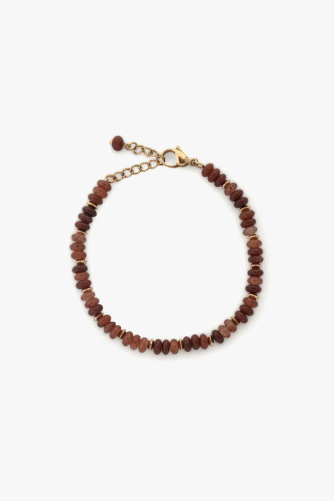 Tutti & Co BR690A Stone Beaded Bracelet - Brown Agate