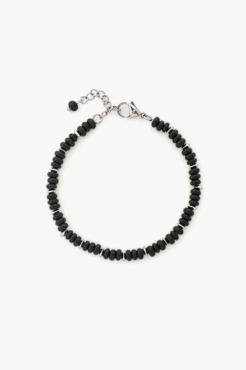 Tutti & Co BR690B Stone Beaded Bracelet - Black Agate
