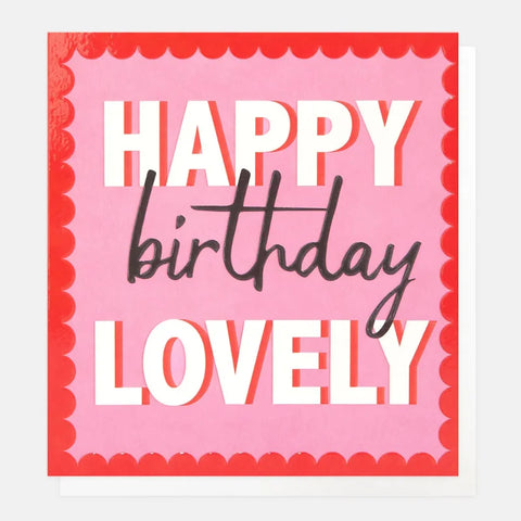 Caroline Gardner Cards BRI001 Happy Birthday Lovely Pink with Red