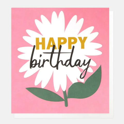 Caroline Gardner Cards BRI011 Happy Birthday White Daisy on Pink
