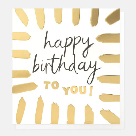 Caroline Gardner Cards BTS001 Happy Birthday! Gold Burst Border Card