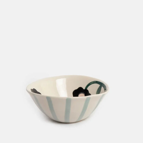 Caroline Gardner Gifts BWS100 Outside Stripe/Inside Flower Small Round Bowl