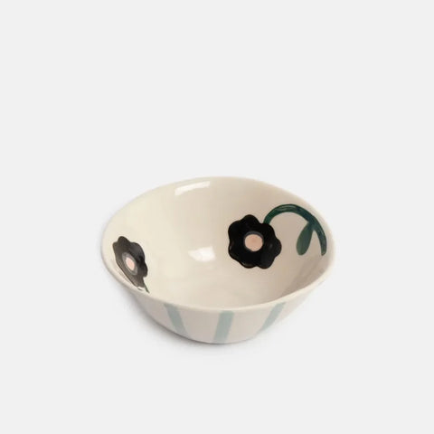Caroline Gardner Gifts BWS100 Outside Stripe/Inside Flower Small Round Bowl