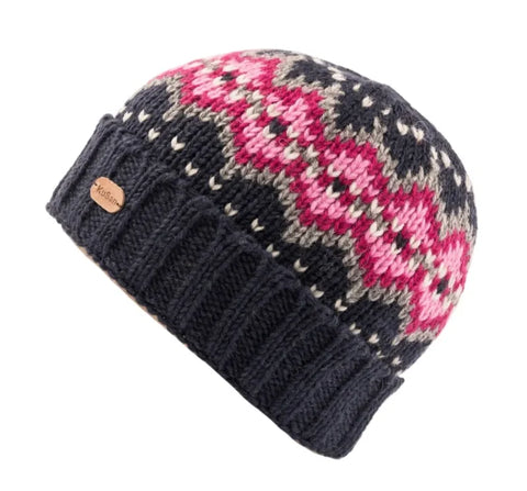 Kusan PK2501 Beanie Turn Up Hat Blue Pink